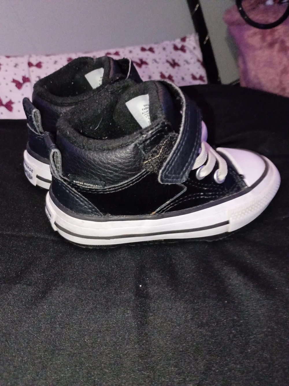 Converse Kids Black and White High-Top Sneakers with Star Logo